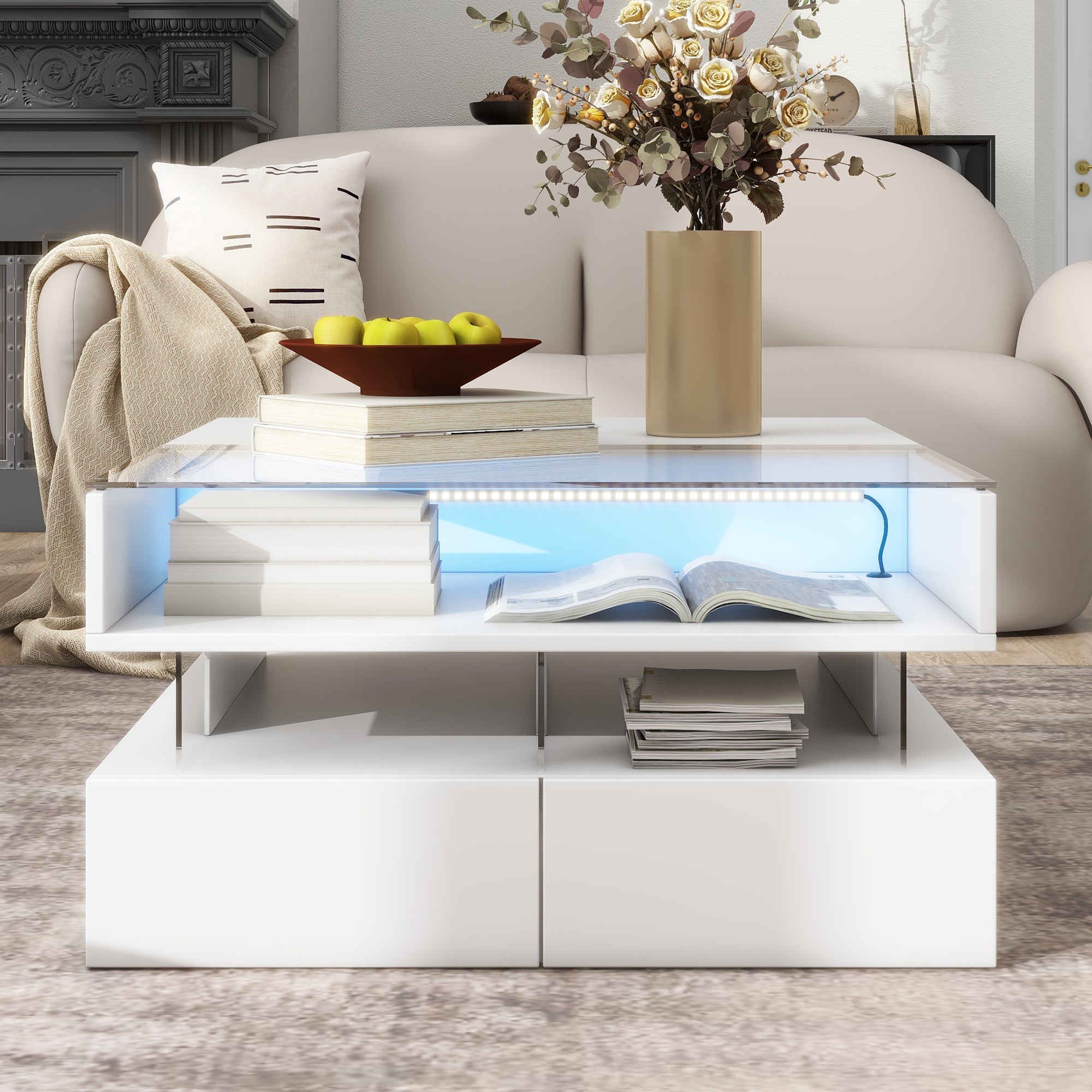 Vibe Haus Lift-Top Coffee Table with 2 Drawers