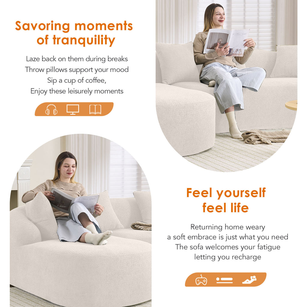 Boneless L-Shape Sectional Sofa with Curved Chaise