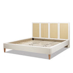 Toscana King Upholstered Cane Back Platform Bed, Antique