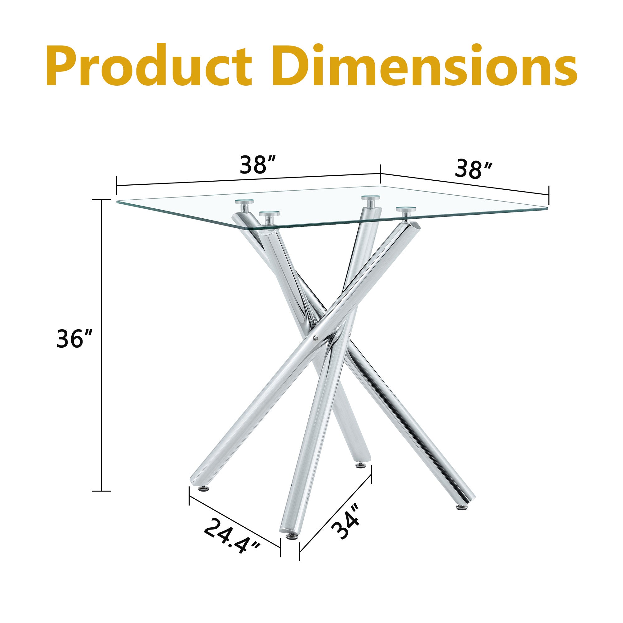 Modern Electroplated Metal Leg Bar Table with Tempered Glass Top