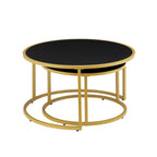 Modern Faux Leather Nesting Round Coffee Table Set