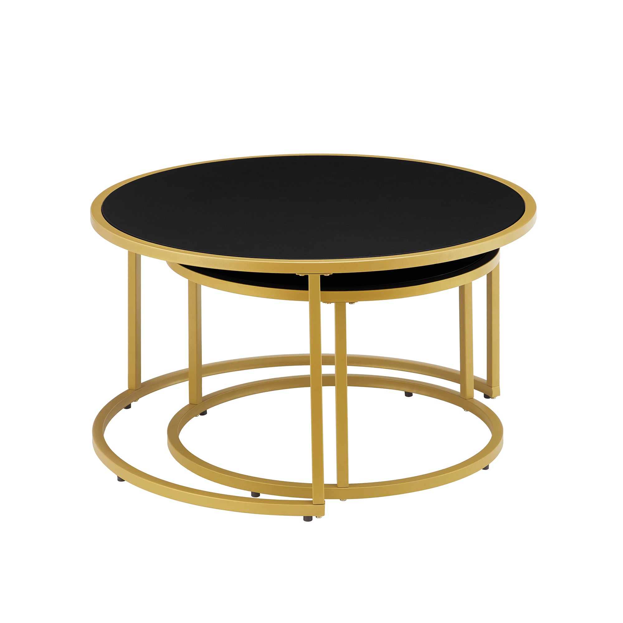 Modern Faux Leather Nesting Round Coffee Table Set