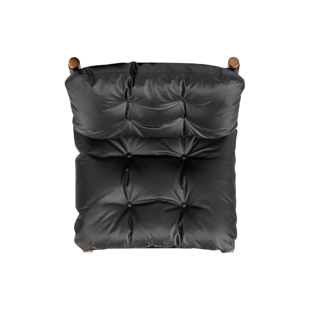 Oxford 26.5" Leather Mid-Century Modern Accent Chair, Noir