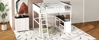Queen Size Loft Bed With Desk, Open Shelf And Storage Box