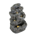 5-Tiered Concrete Tall Slim Fountain, 23.85"H