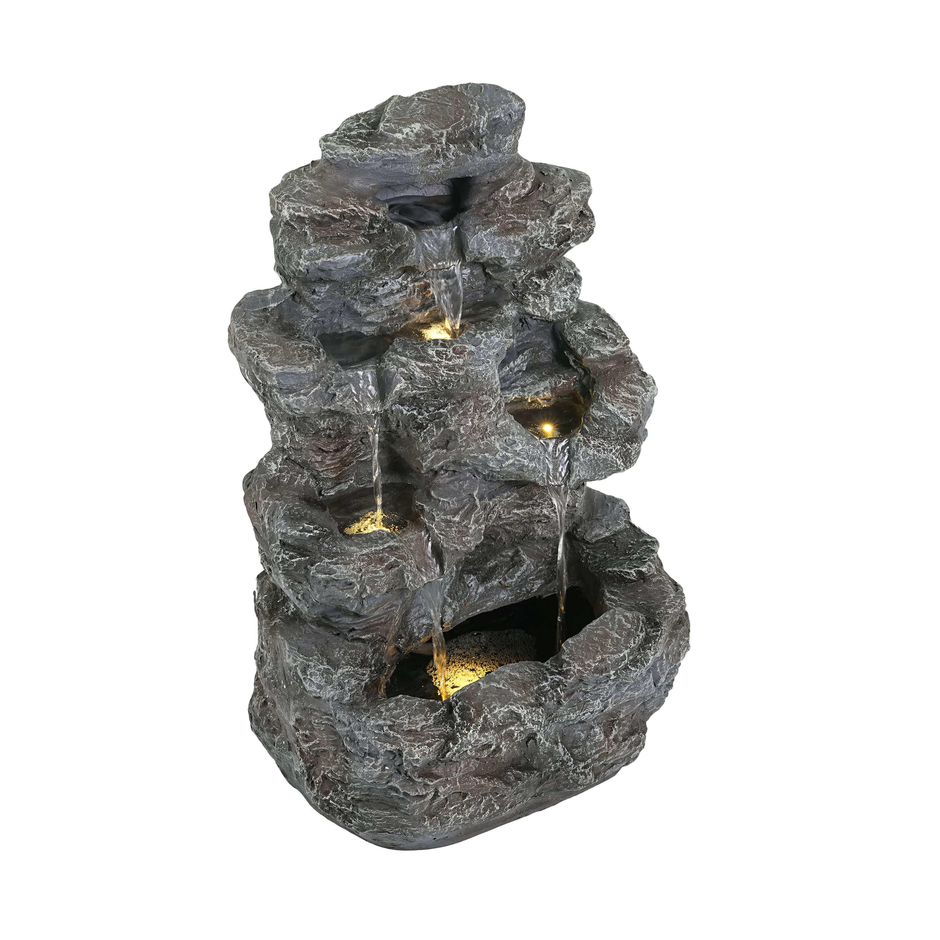 5-Tiered Concrete Tall Slim Fountain, 23.85"H