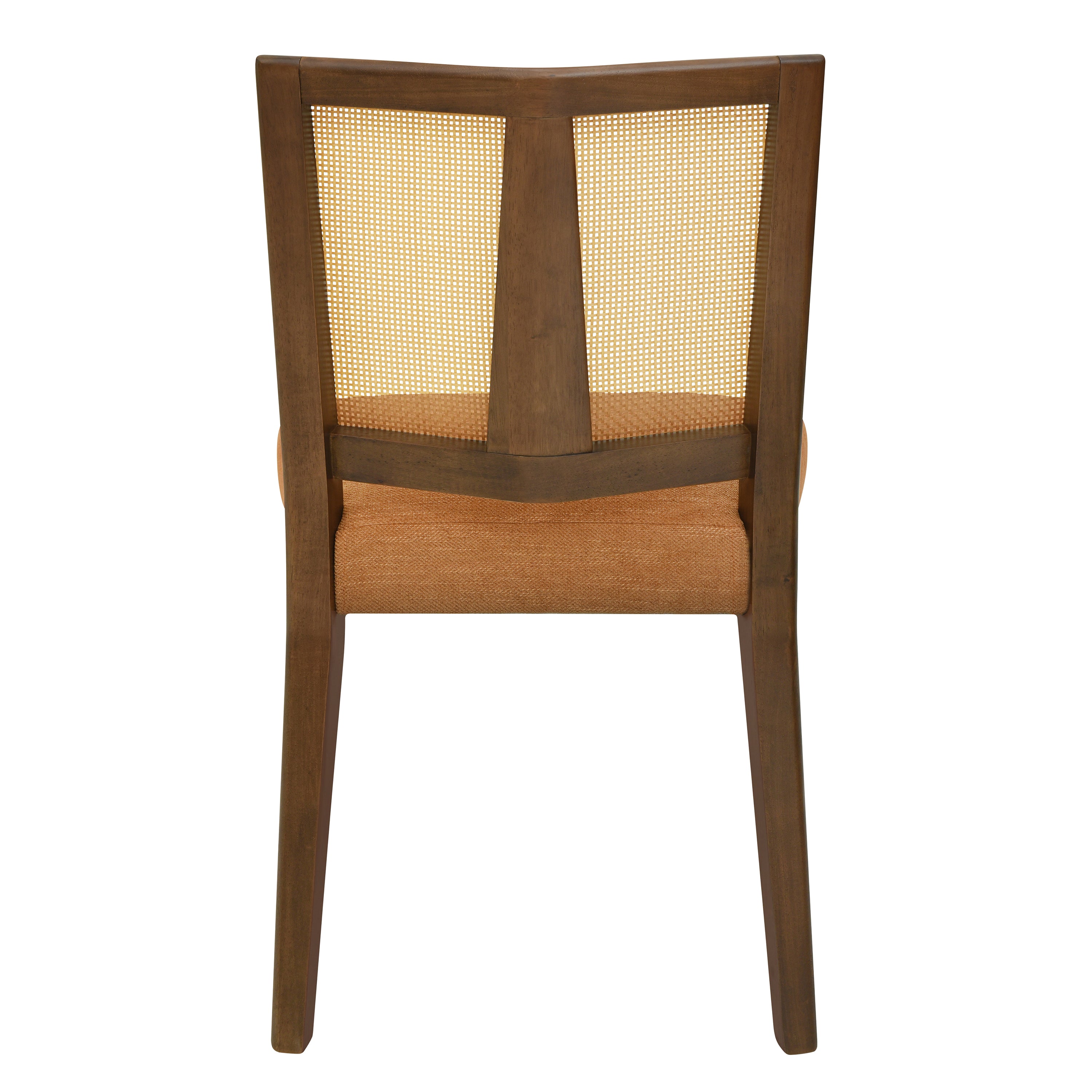 Rattan Dining Chair Without Arm (Walnut + Caramel) Set of 2