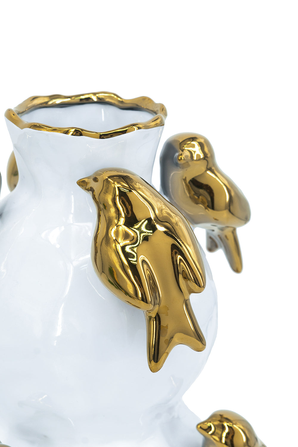 Luxurious Ceramic Vase With Gold Birds