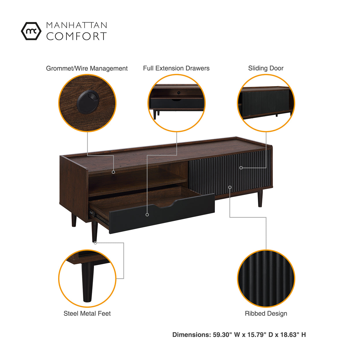 Duane 59" Fluted TV Stand