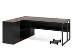 71" L-Shaped Executive Desk with Storage Cabinet & Shelves