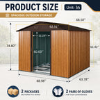 8ft x 6ft Outdoor Metal Storage Shed with Metal Foundation