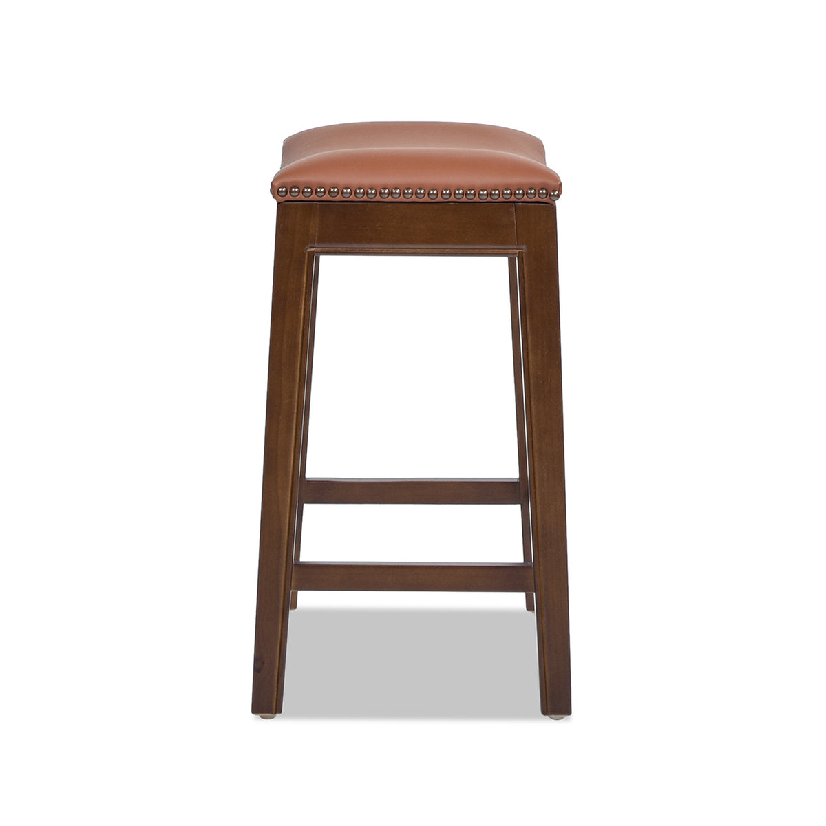 Barlow 24.5" Top Grain Leather Backless Saddle Counter Stool, Brown
