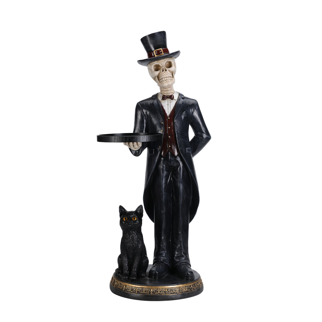 Halloween Skeleton Butler Floor Statue with Serving Tray
