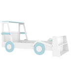 Twin Size Car Bed with Storage Shelves, Kids Platform Bed
