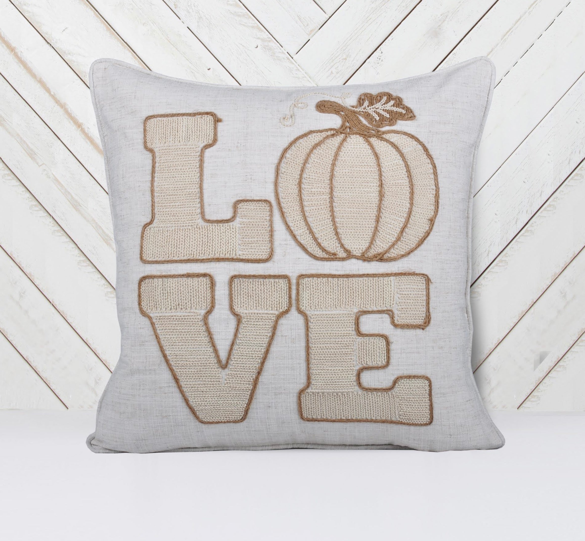 Love Pumpkin Embroidered Throw Pillow – Rustic