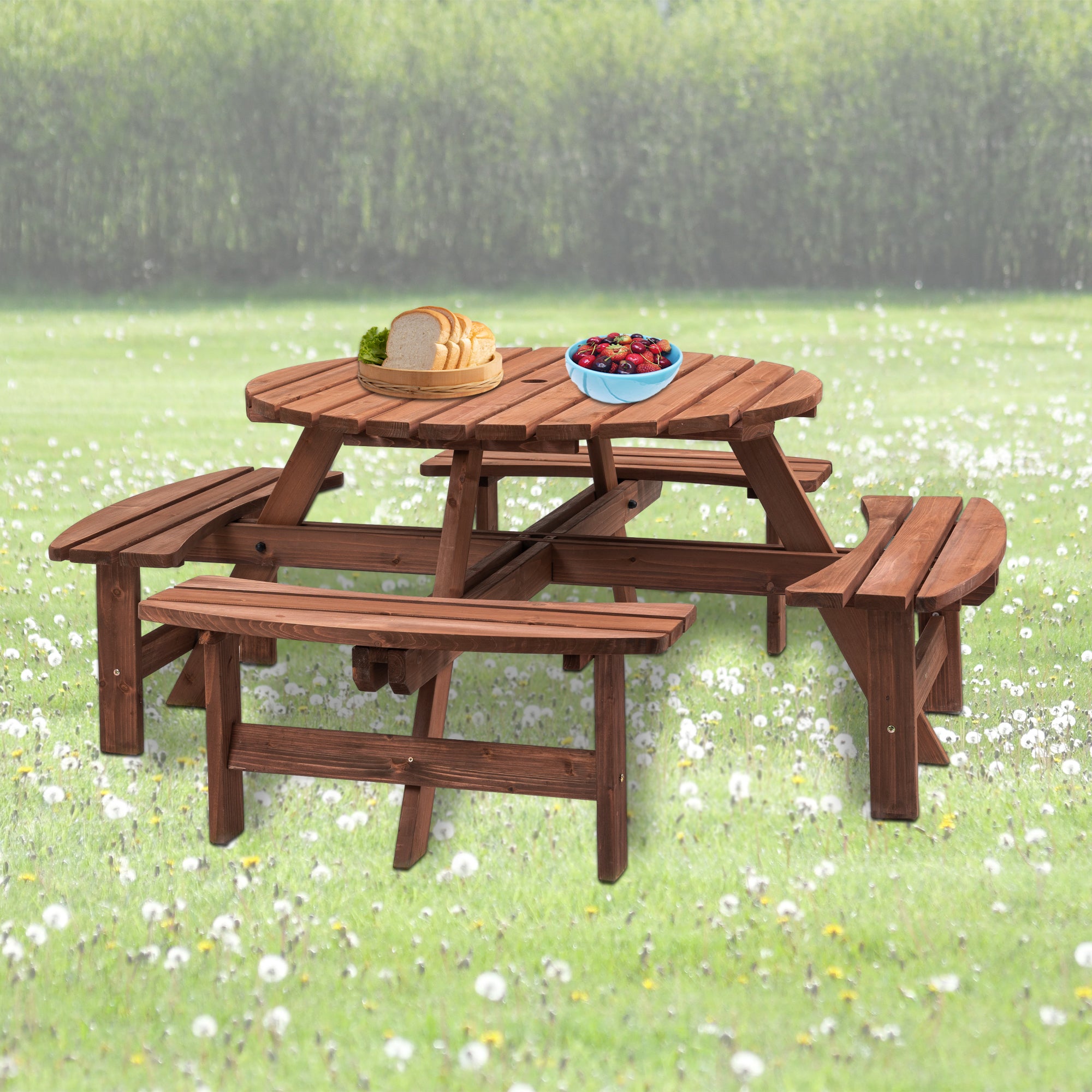 8 Person Wooden Picnic Table