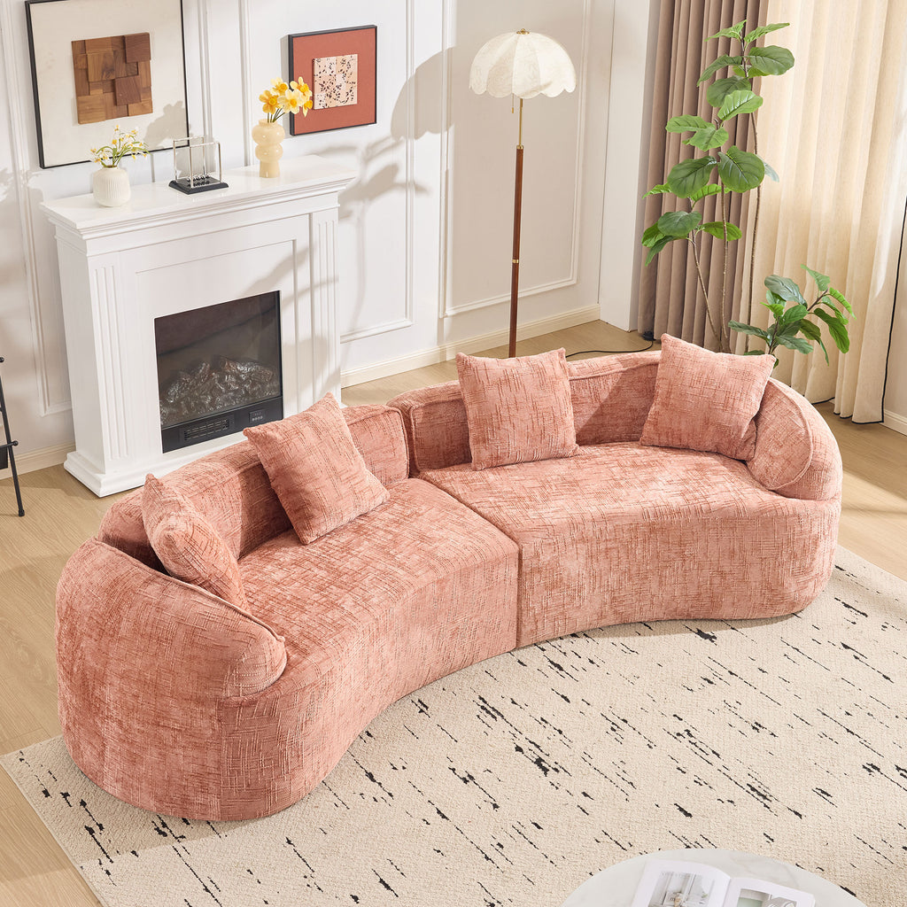 Pink Curved Compressed Sofa