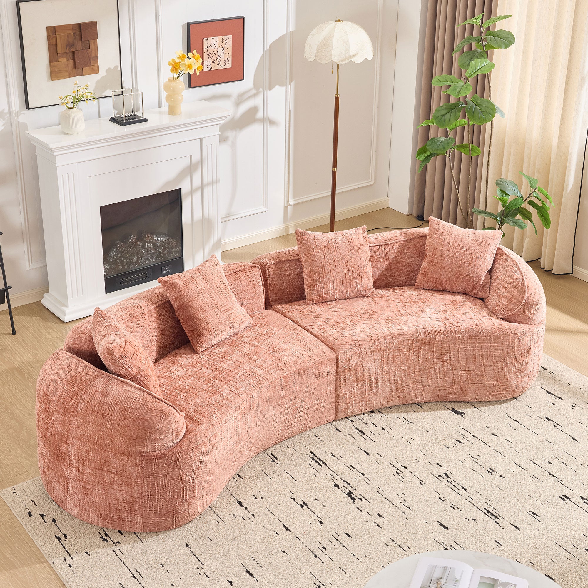 Pink Curved Compressed Sofa