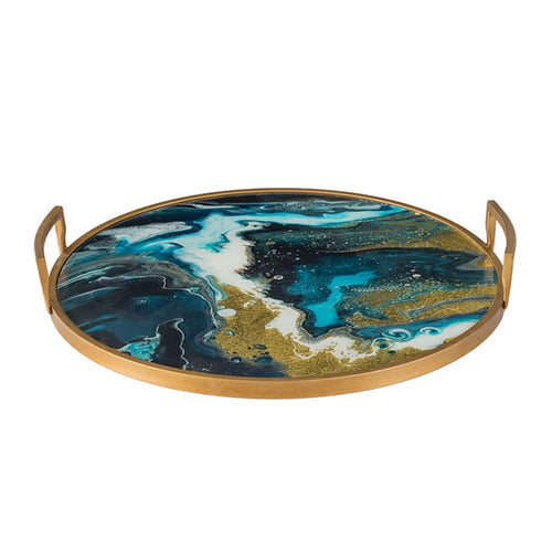 20.9 x 20.1 x 3.1" Round Accent Mirrored Tray