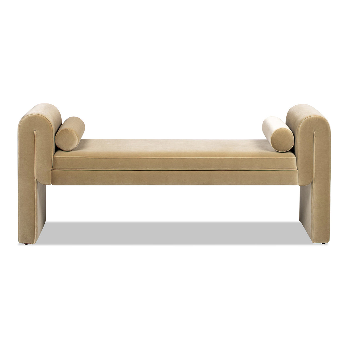 Mason 60.5" Arched Arm Bench with Bolster Pillows, Camel