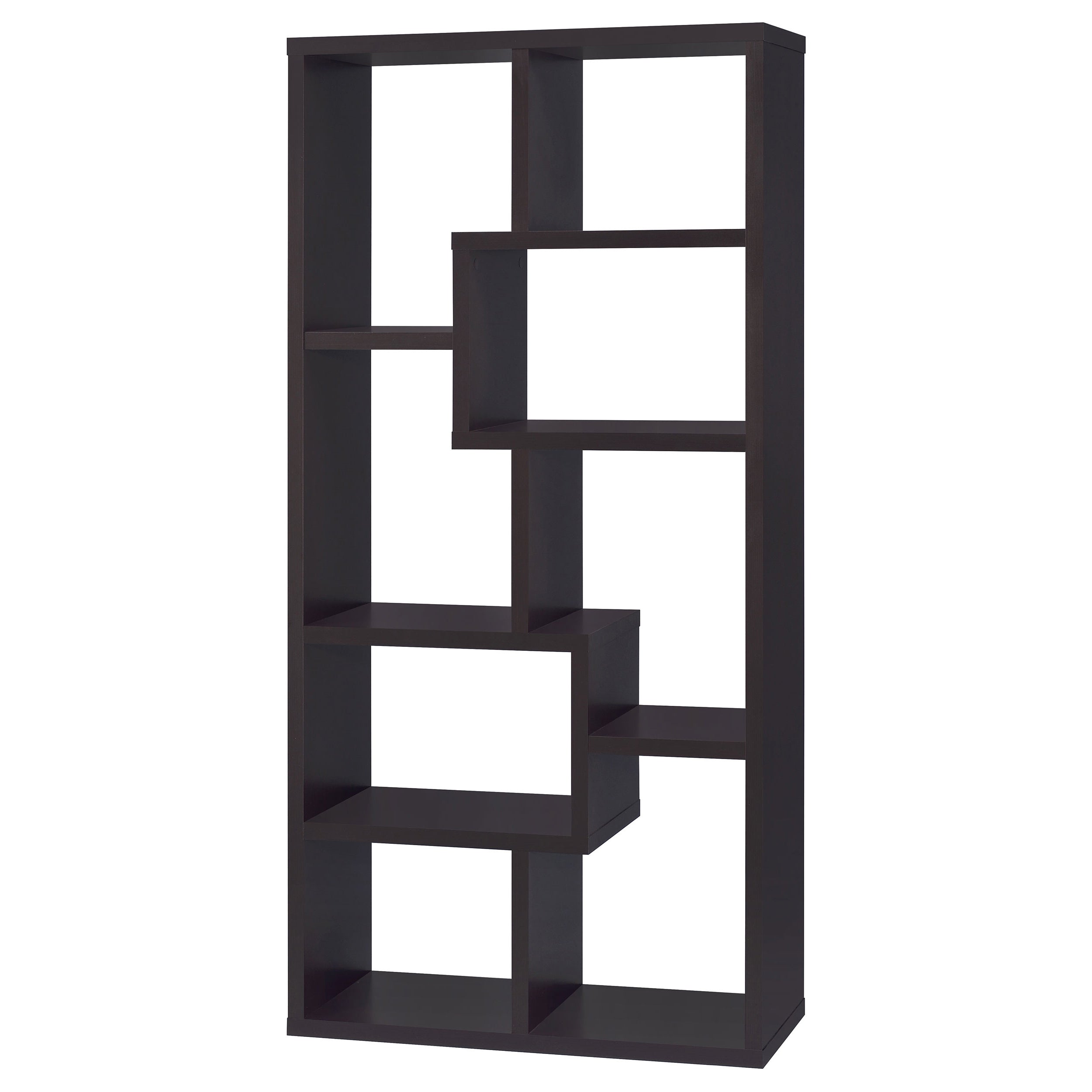 8-Shelf Cappuccino Geometric Bookcase