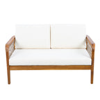 Outdoor Acacia Wood Loveseat & Coffee Table Set with Handwoven Rope