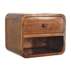 Solid Wood Mini Curve Floating Nightstand, 1-Drawer, Chestnut