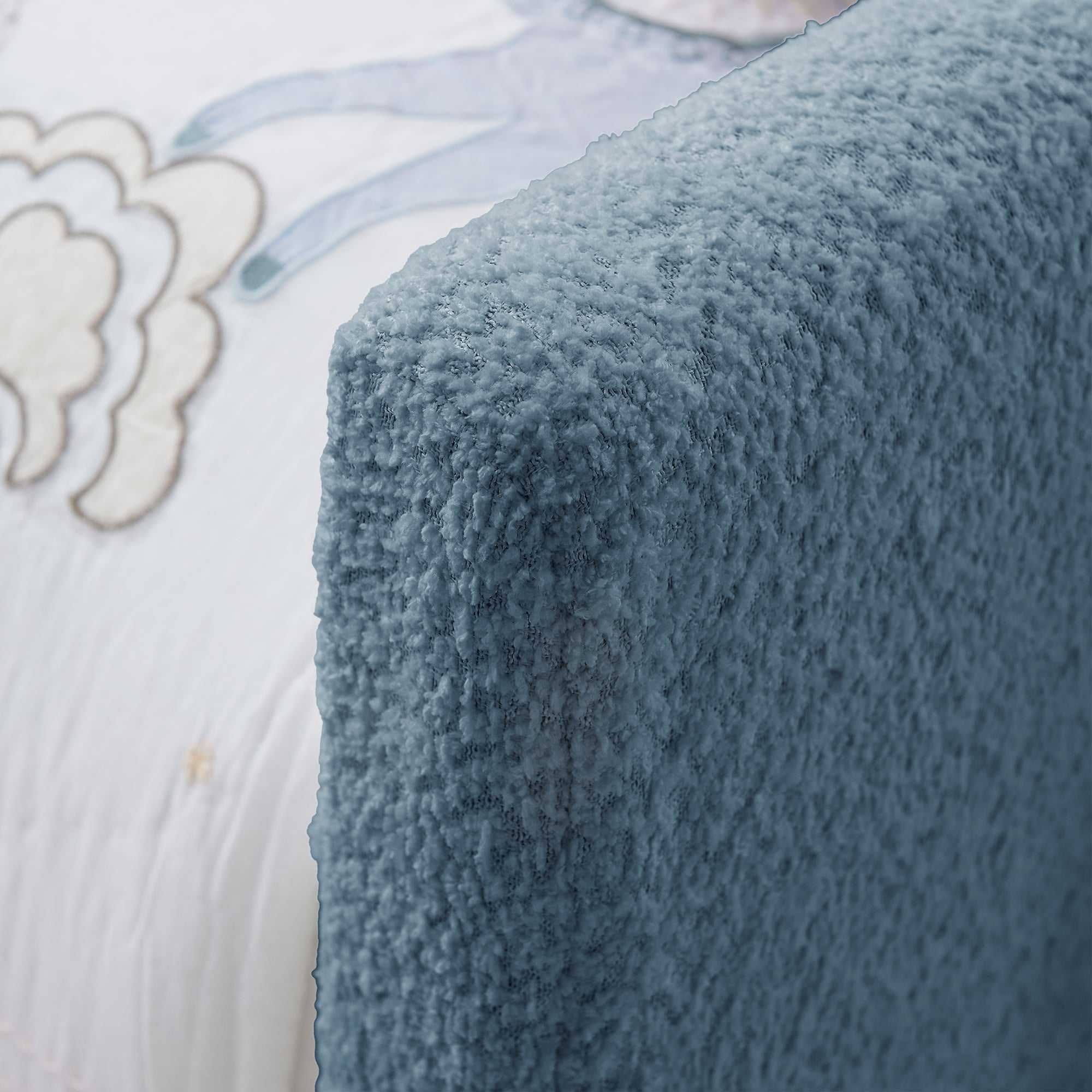 Twin Size Upholstered Platform Bed with Rabbit Ear Headboard