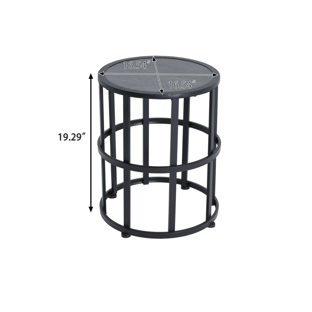 Ceramic Tile Side Table with Powder Coated Iron Frame