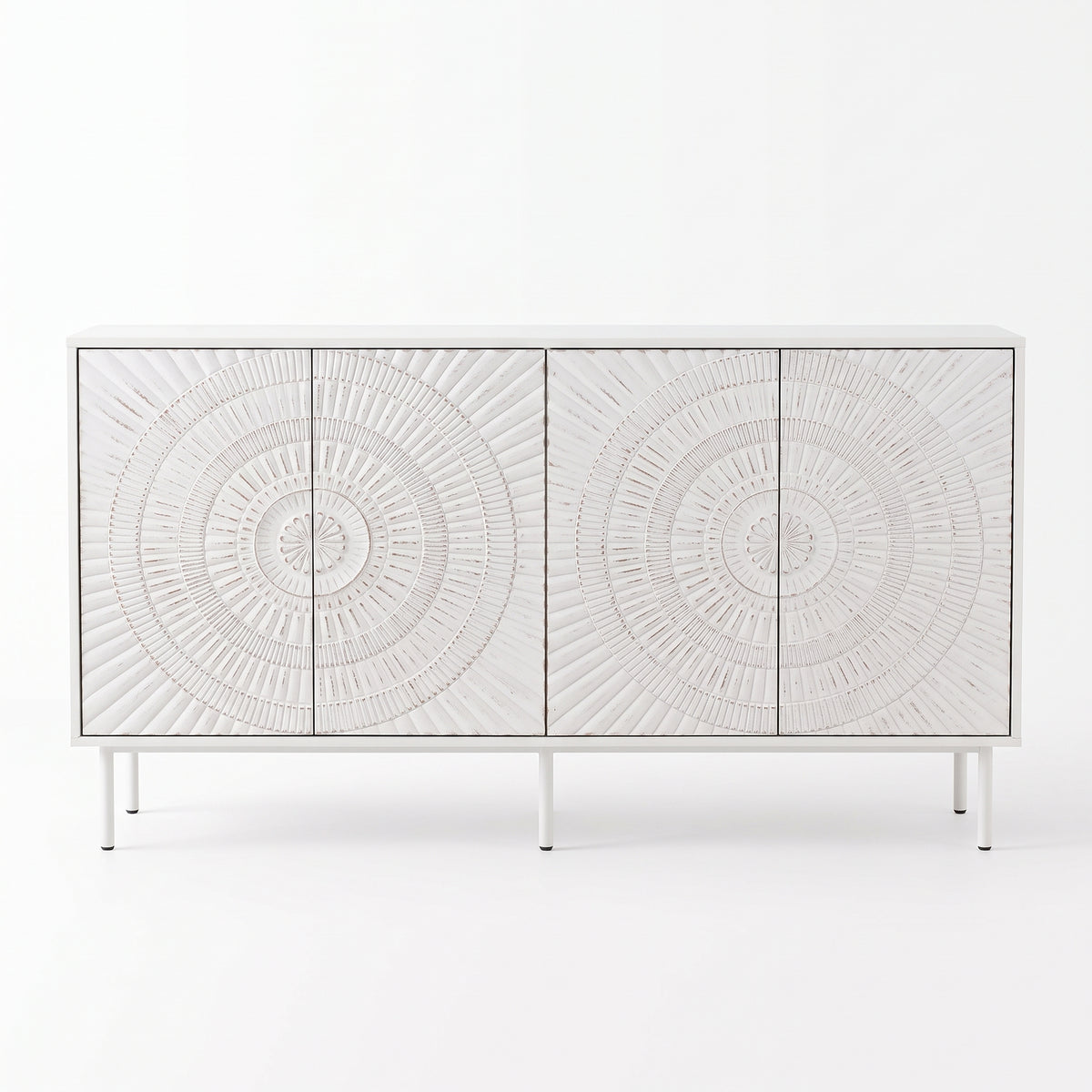 Shabby Chic Wood Sideboard Buffet Accent Bedroom Media Hallway Curio Kitchen Hutch Storage Cabinet Home Furniture For Dining Room,Living Room,Kitchen(White)
