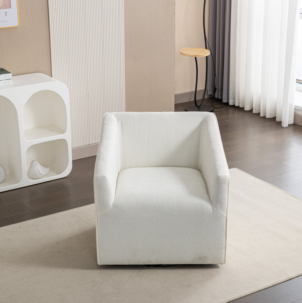 Nice Modern Upholstered Barrel Armchair, 360° Swivel