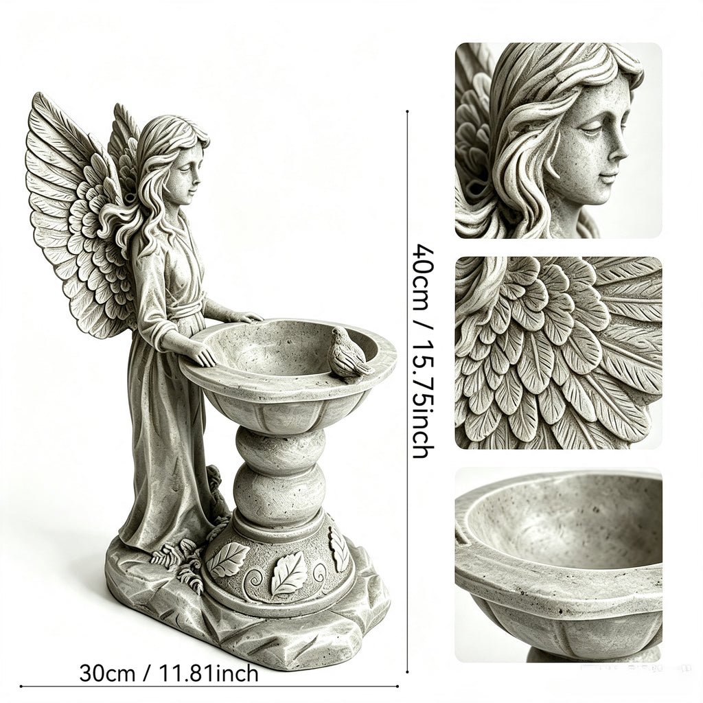15.35" High Angel Bird Bath Sculpture