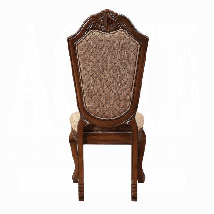 Chateau Fabric & Cherry Finish De Ville Side Chair Set of 2