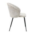 Beige Velvet Fabric Upholstery Side Chairs 2pc Set