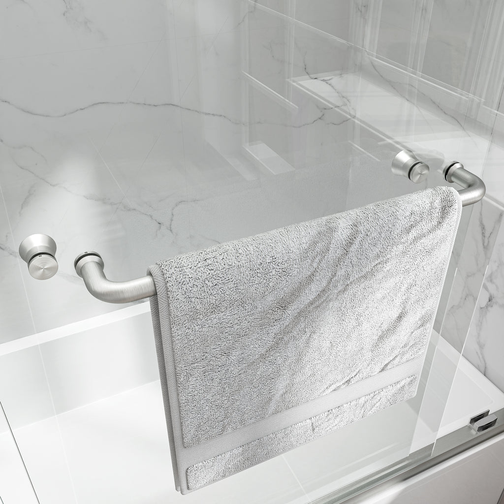 Brushed Nickel Reversible Installation Double Bypass Sliding Shower Door
