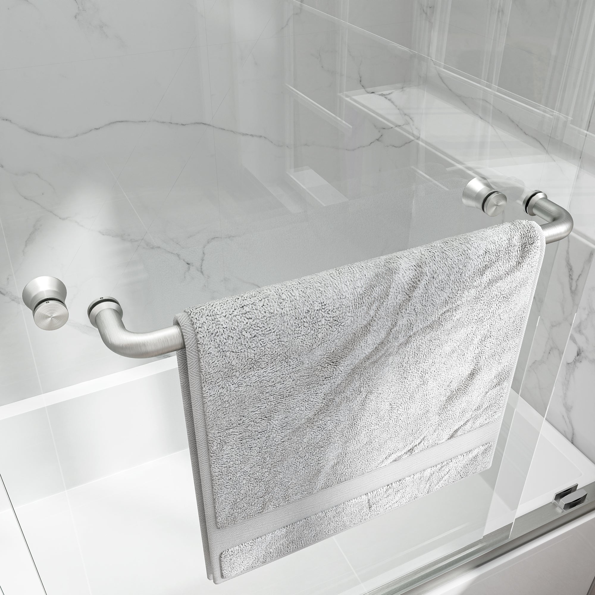 Brushed Nickel Reversible Installation Double Bypass Sliding Shower Door