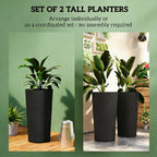Set of 2 Flower Pots - Stackable Large Planters