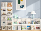 71.65" White Narrow 12-Cube Modern Bookcase
