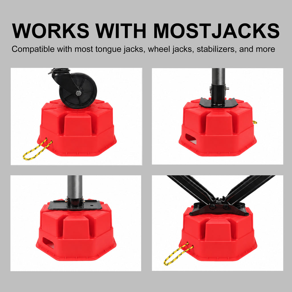 RV Jack Block 6-Inch, 2-Pack with Carry Bag and Rope, Red