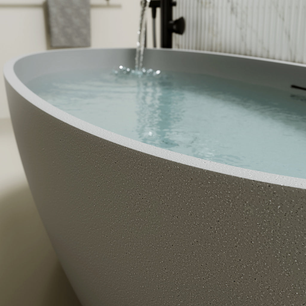67'' Freestanding Bathtub Resin Stone Soaking Bathtub