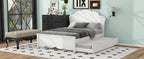 Full Size Wood Platform Bed with Headboard and Twin Size Trundle