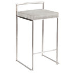 Contemporary Stackable Counter Stool in Stainless Steel with Light