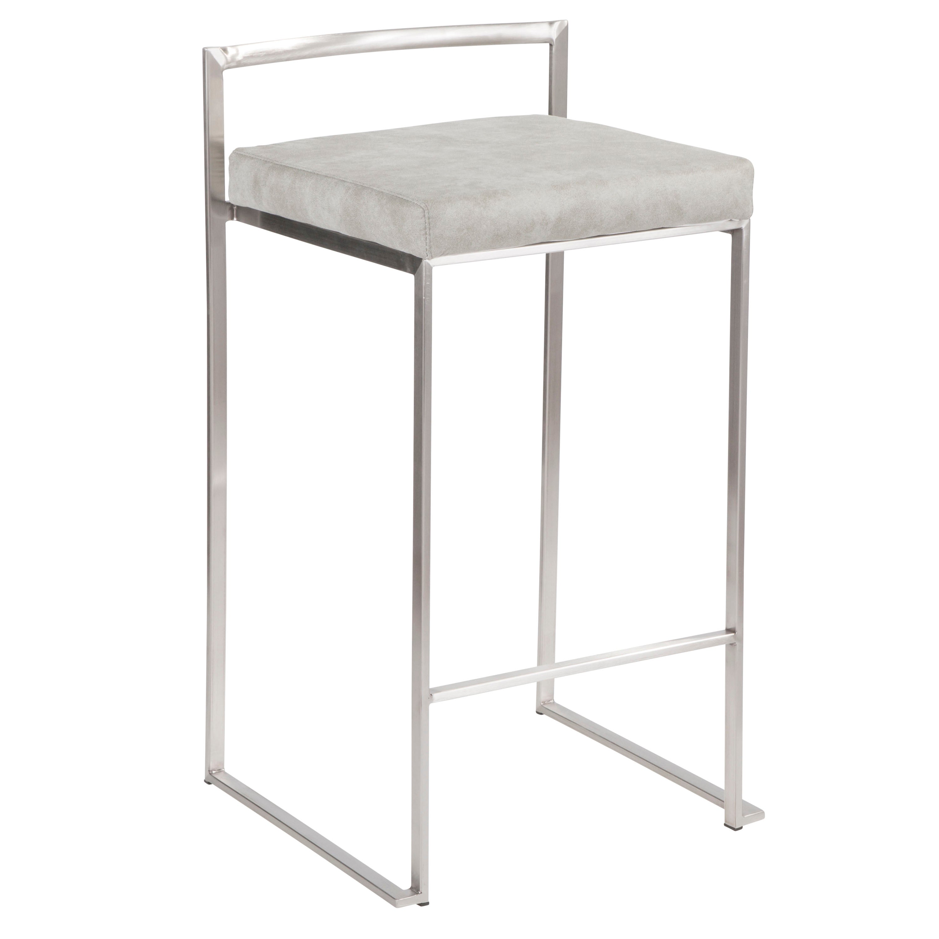 Contemporary Stackable Counter Stool in Stainless Steel with Light