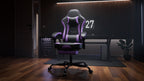 Gaming Chair with Footrest and Massage Lumbar Support