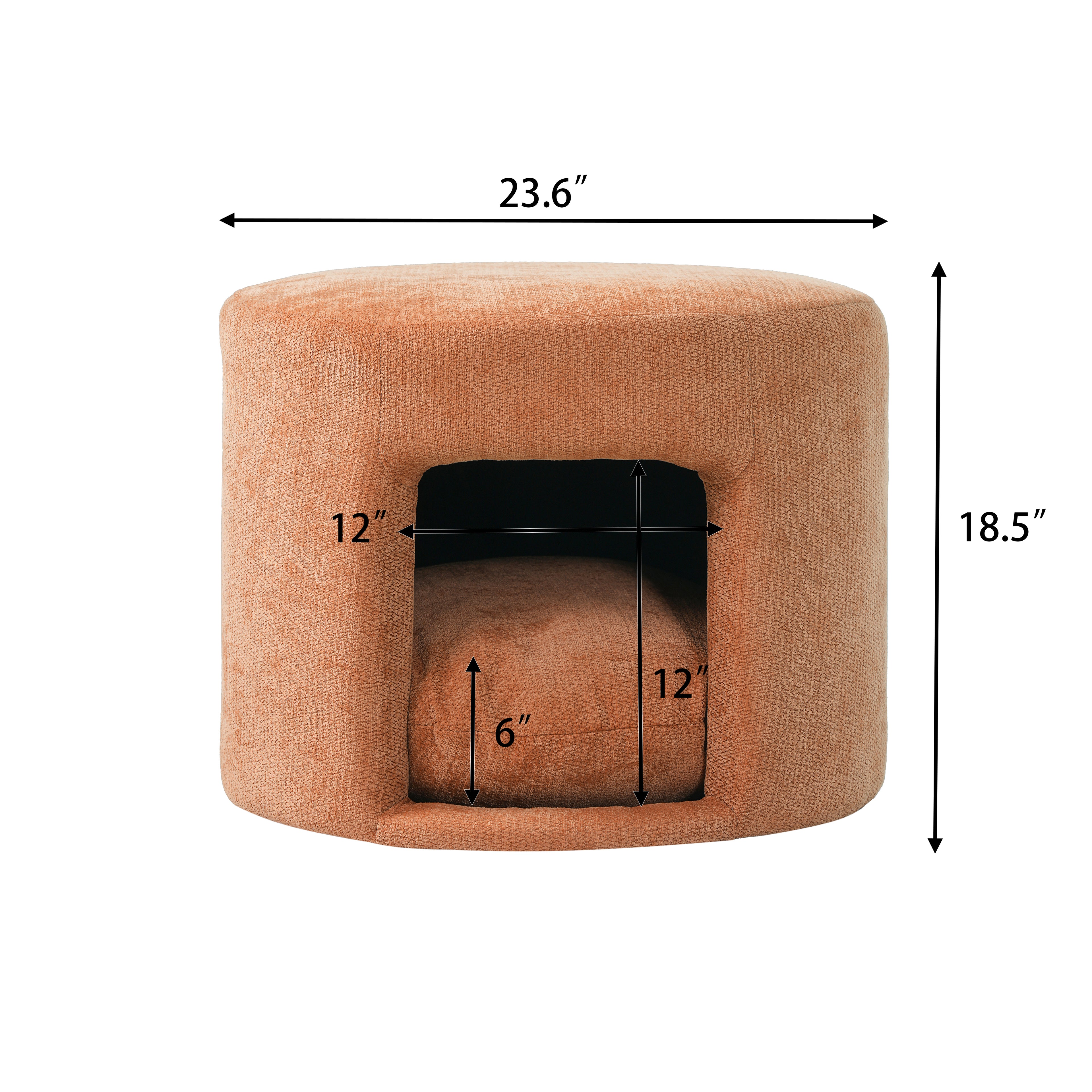 Orange Pet Friendly Ottoman with Removable Pet Cushion
