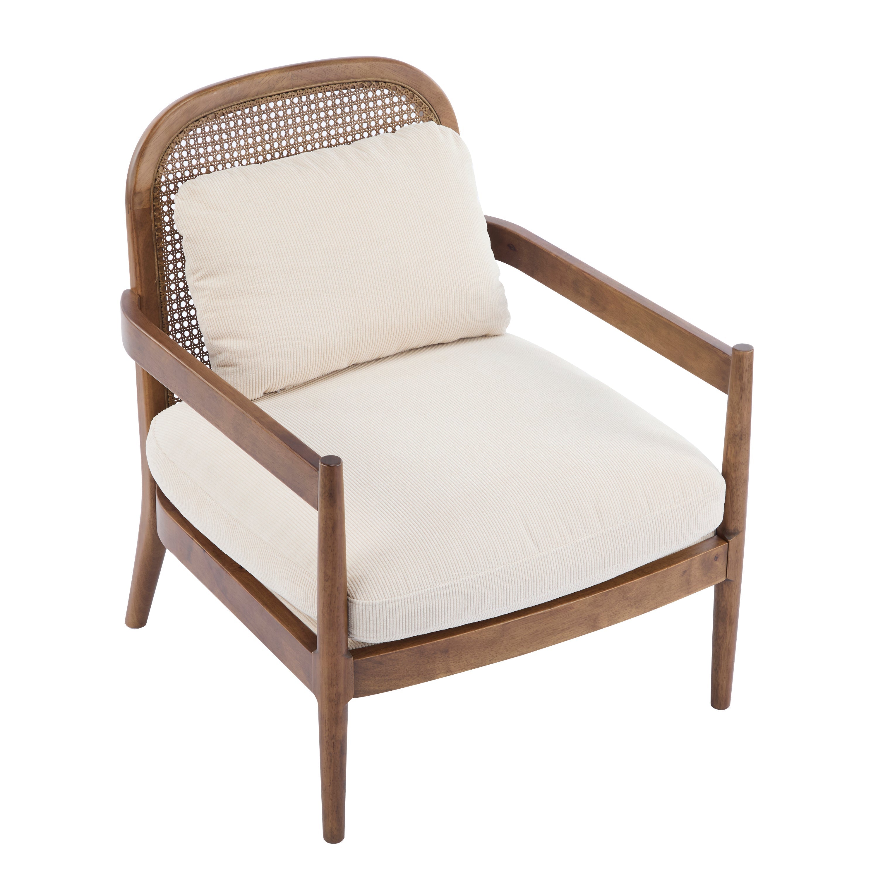 Elliston Rattan Backrest Solid Wood Accent Chair with Cushions - Set of 2
