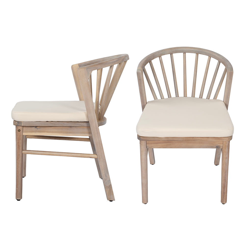 Outdoor Dining Chairs Set of 2, Acacia Wood Patio Chairs