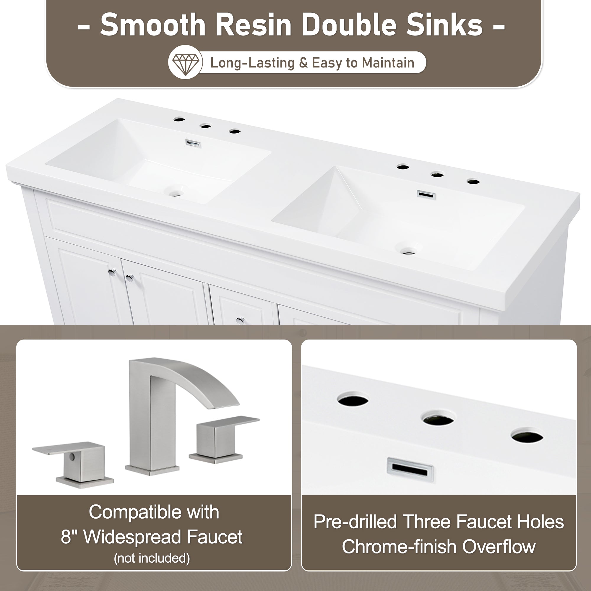 60" Resin Basin for Bathroom Vanity