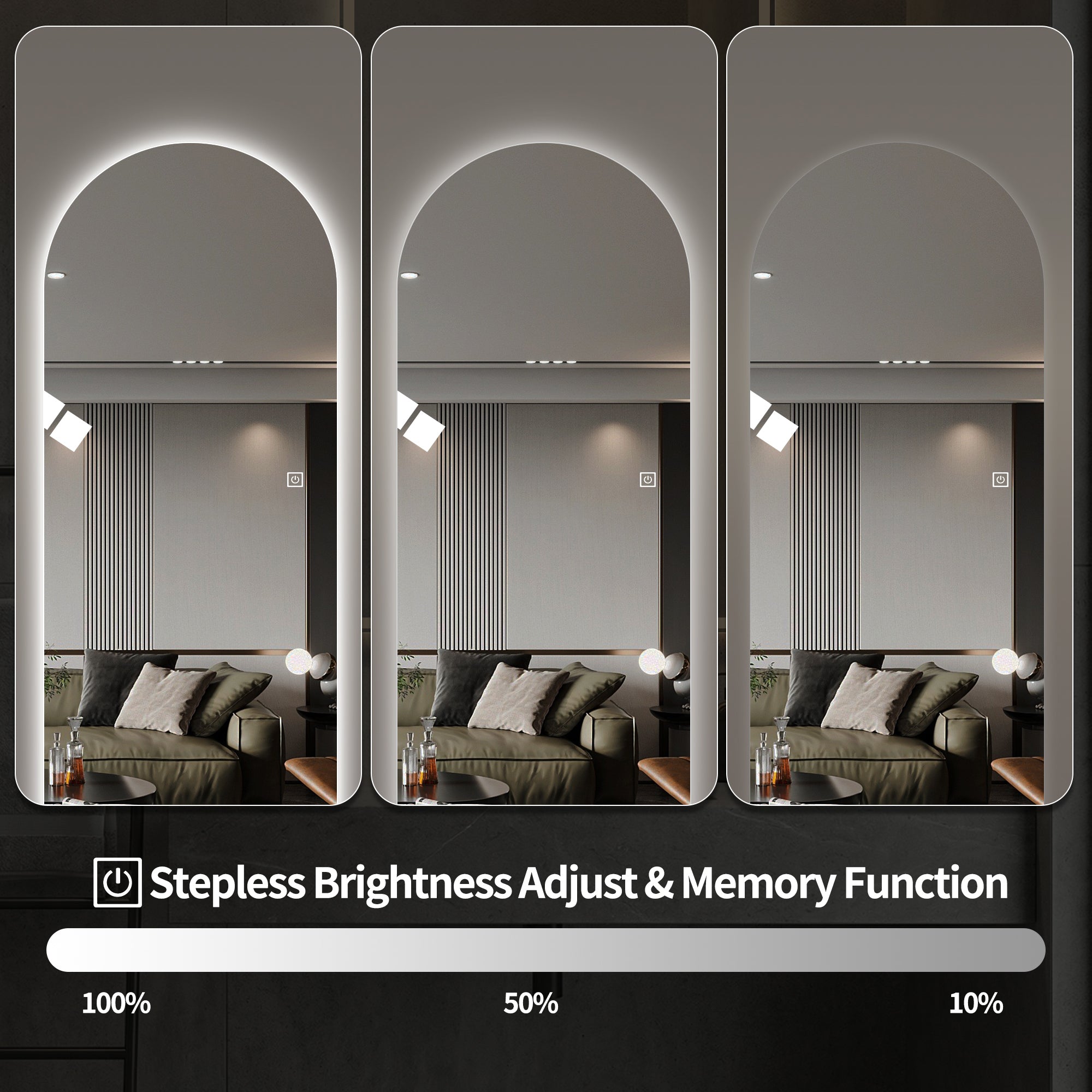 65" x 21" LED Full Length Wall Mirror