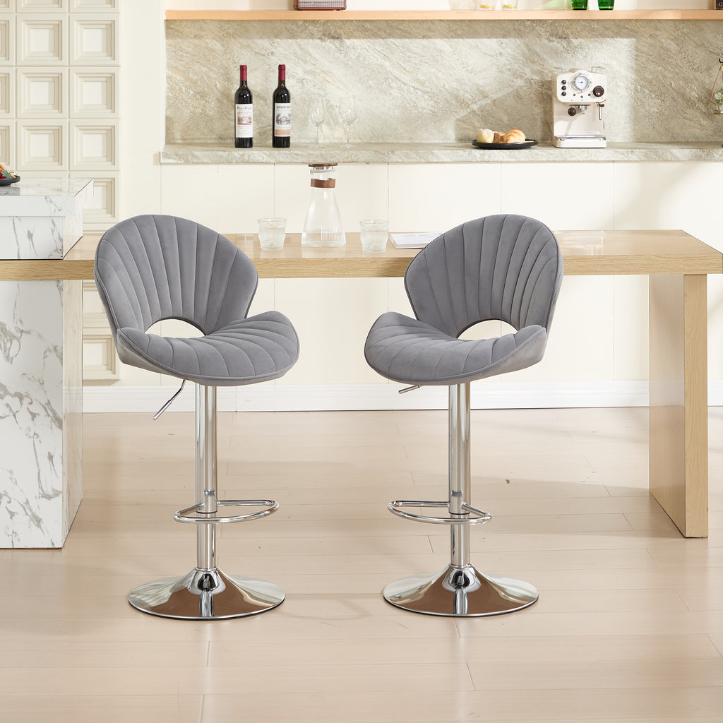 Bar Stools Set of 2 - Adjustable Barstools with Back and Footrest